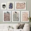 Sofia Lind Striped Pajamas Woman Geometry Leaf Canvas PaintingNordic Poster Wall Art Print  Retro Pictures For Living Room Decor
