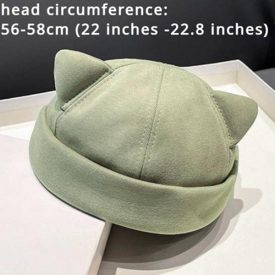 Ladies Beanie Hat Skull Cap Cat Ear Streetwear Hip Hop Casual Sweet Beanie Hat зелёный