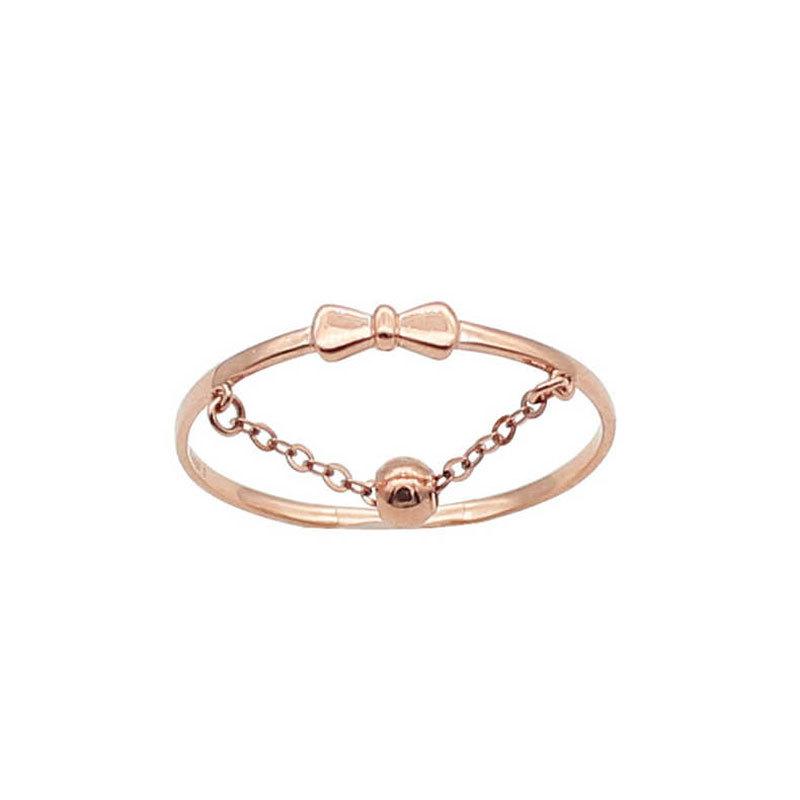 Purple Gold Plated Rose Gold Bow Fashion Ring Trendy Simple Ring Open Women'S Model