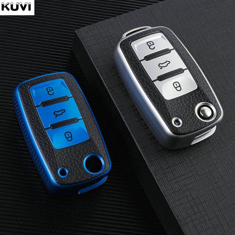 Leather TPU Keychain Key Case Cover for VW Volkswagen Polo Tiguan Passat B5 B6 B7 Golf 4 5 6 MK6 Jetta Lavida Skoda Octavia Seat
