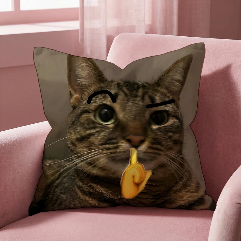 Pet Cat Funny memes Cushion Cover Multi-Scene Pillow Cover for Home & Car - Reversible, Soft & Durable for Daily Use