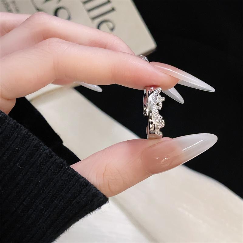 Butterfly Opening Couple Ring Hollow Simple Pair Ring Light Luxury French Niche Design Sense Personalized Ring