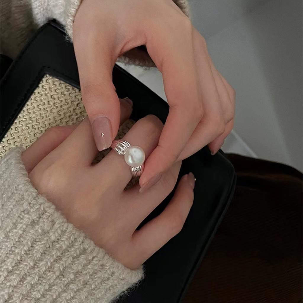 925 Sterling Silver Jewelry Ladies Pearl Rings For Women Wedding Engagement Vintage Accessories Jewellery Moneys 925