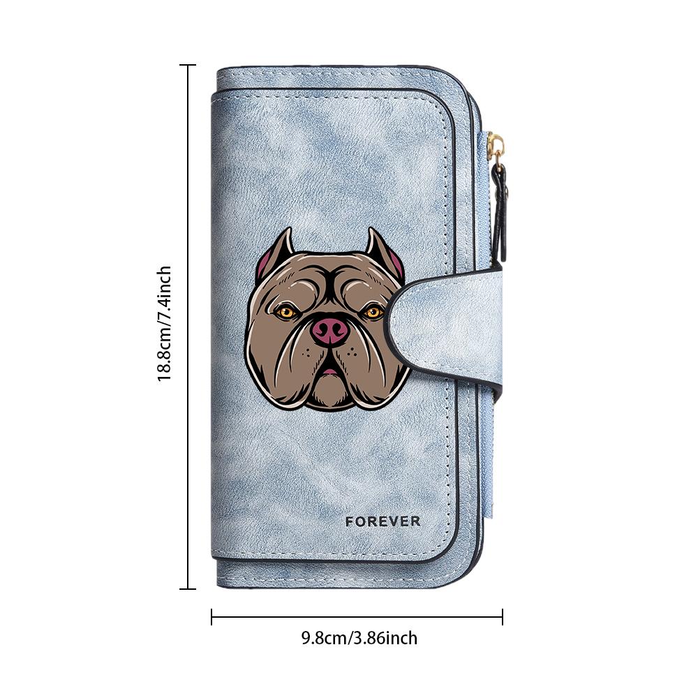 Stylish Bully Dog Print Long Wallet Fashion Casual Portable Multi Card Slot Forever Purse for Daily Use