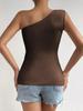 Tank Top Phumee Sleeveless One Shoulder Pleated A2403