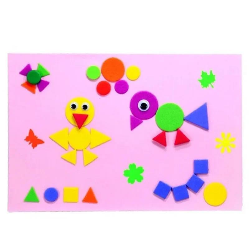 Children Geometry Foam Stickers Puzzle Self-Adhesive EVA Sticker Kids Education DIY Toys for Crafts Arts Making Gift TMZ