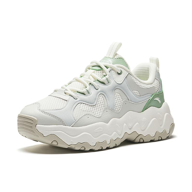 Anta Simple Versatile Non-Slip Wear-Resistant Low-Top Casual Shoes Women sneaker White Green Gray 922528822-2