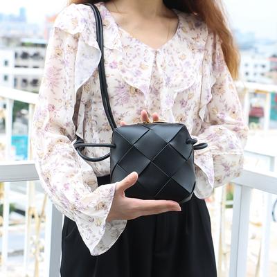 Spring/summer Small Fragrant Wind Diamond-check Crossbody Bag Autumn/winter Leather Bag Braided Box Bag Single Shoulder Bag