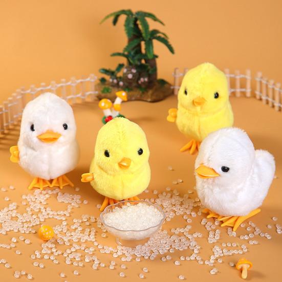 Eye-catching Fluffy Exquisite Fine Workmanship Clockwork Jumping Walking Chick Duck Toy
