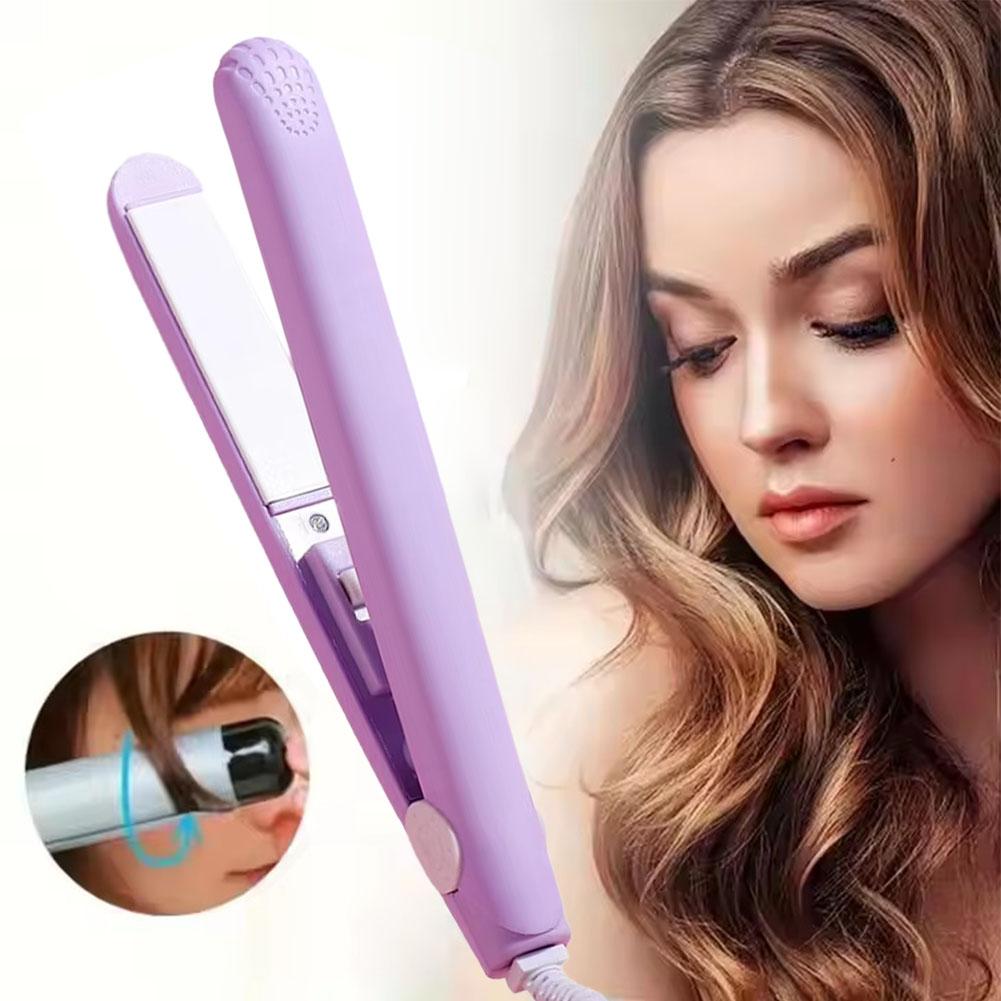 Hair Straightener Curling 2 in 1 Multi-function Styling Tool Quick Heating Ceramic Plate Non-damaging Design Bangs Clip