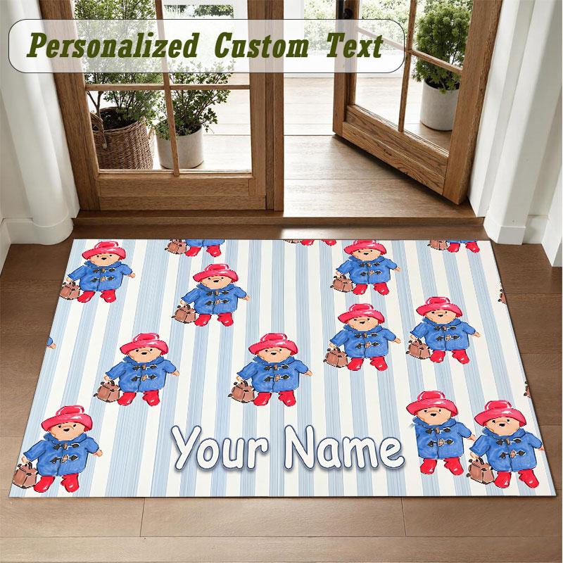 Crystal Velvet Square Rug Custom NamePaddington Pattern Non Slip Home Floor Decor Rug