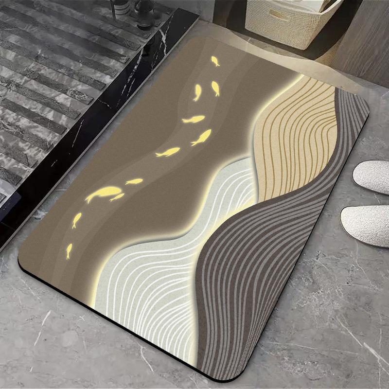Cute Panda Door Mat Chinese Style Bathroom Diatom Mud Floor Rug Anti Slip Household Toilet Super Absorbent Quick Drying Carpet