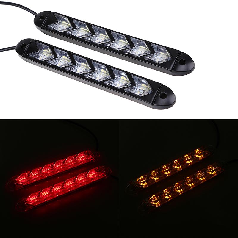 

Гибкие светодиодные дневные ходовые огни для автомобиля, водонепроницаемые, мигающие, предупреждающие огни, белая/янтарная полоса, указатели поворота 6 light-red to yellow