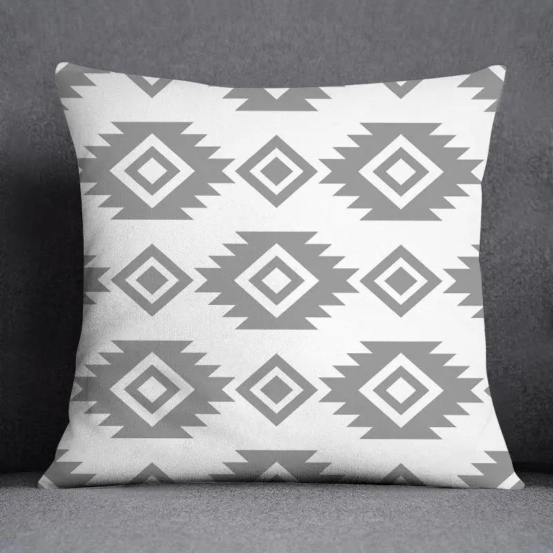 Pillowcase Home Office Decor Cushion Cover Grey Low White Floral Pattern