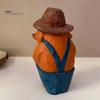 Western Cowboy Dog Figurine Style Pipe Puppy Figurine, Hand Carved Basswood Unique Painted Craft Gift Statue, Compact Ornament for Home Office Desktop