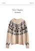 Women's Fair Isle Color Block Cashmere Knit Sweater: Autumn/Winter Slim Fit Pullover