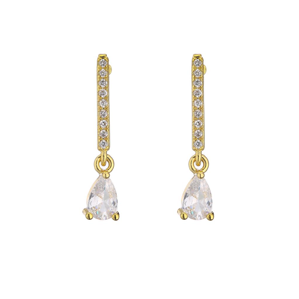 Colorful Zircon Waterdrop Pendant Hoop Earrings Fashion Jewelry For Women