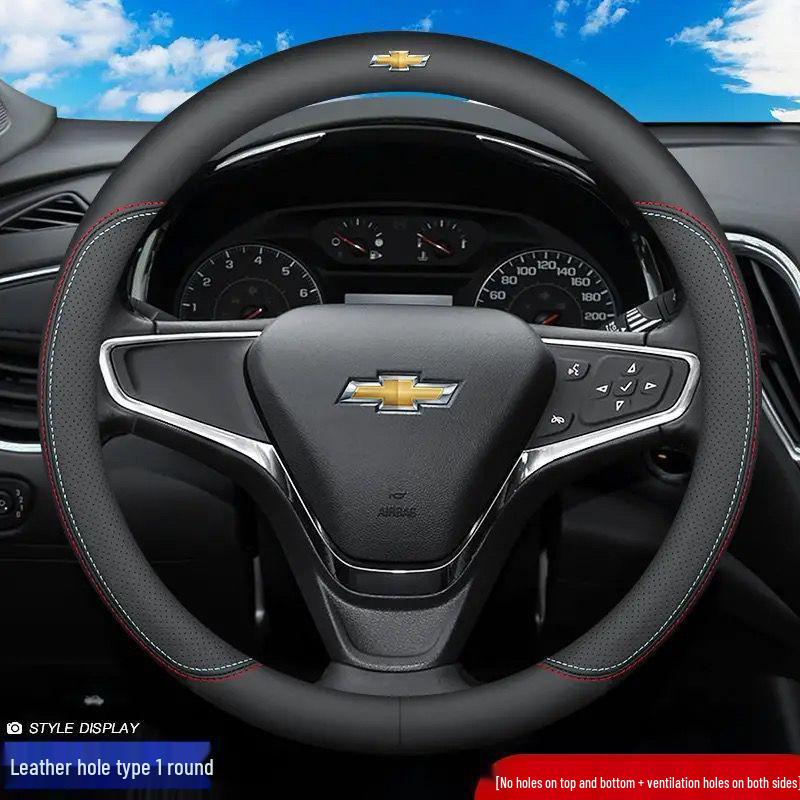 Genuine Leather Ultra-thin Breathable Anti-slip Steering Wheel Cover for All Seasons