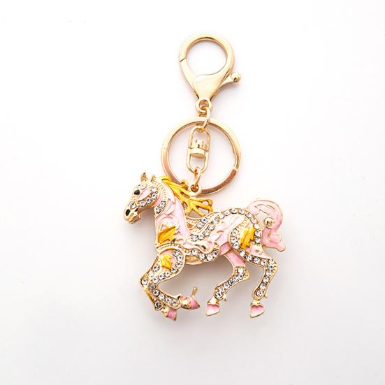 Schlüsselanhänger Anhänger Funkelnde Strasssteine Pferde-Design Metall Schlüsselanhänger Dekorative Schlüsselhalter Freunde