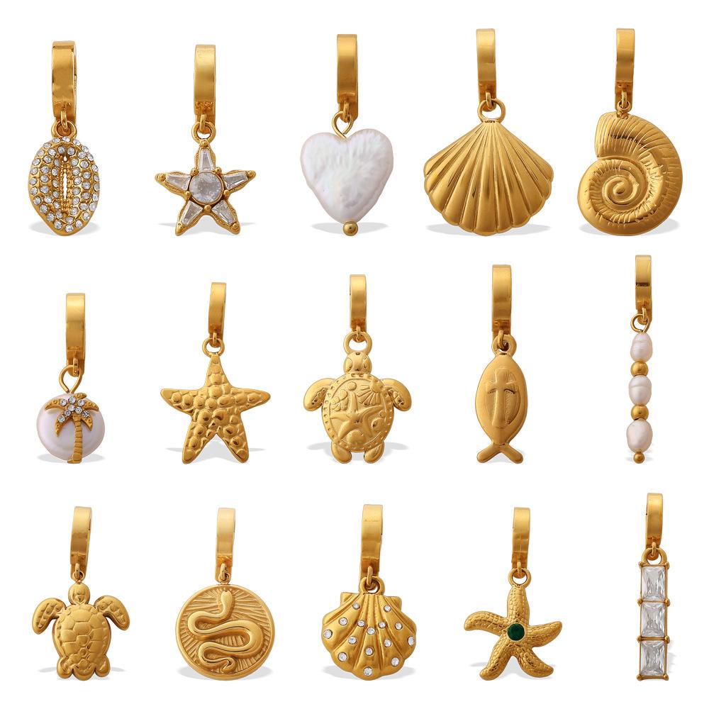 French Retro Seaside Vacation DIY Marine Life Bikini Pendant, 18K Gold-plated Versatile Accessories 2026