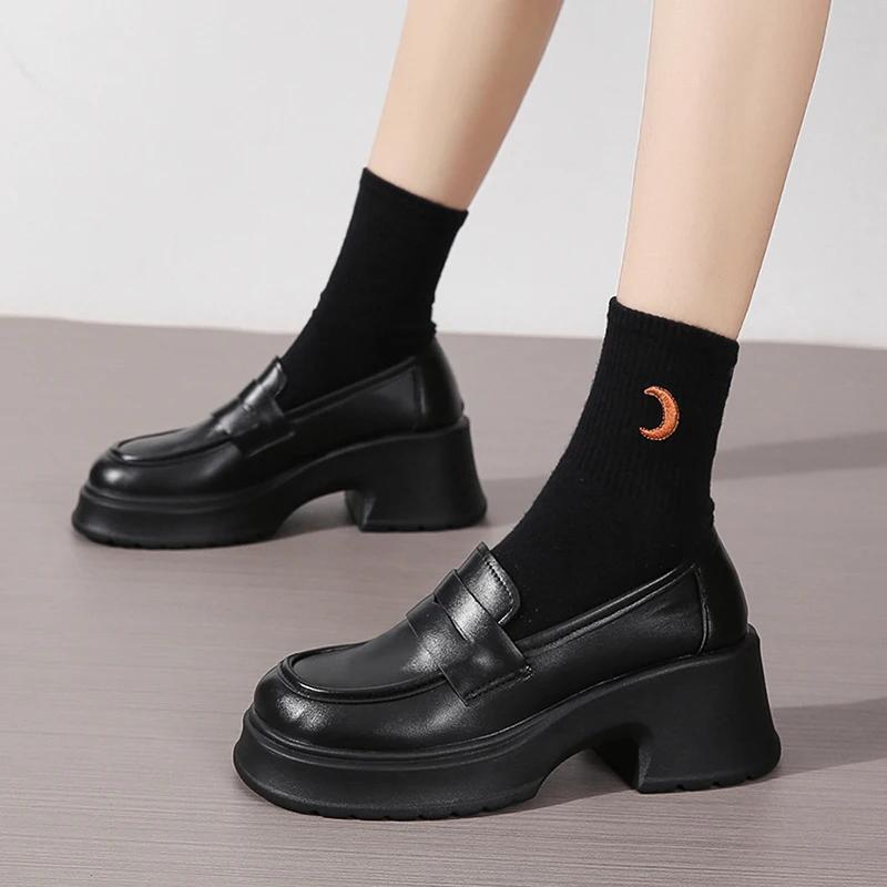 Women's Loafers 2025 Spring British Style Slip On Platform Mary Jane Shoes Woman Japanese Jk Uniform Lolita Shoes for Women