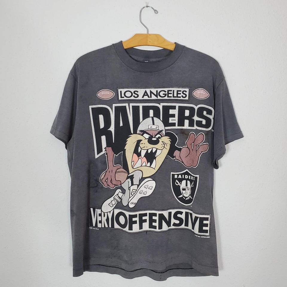 Los Angeles Raiders NFL Taz Funny Charcoal Unisex T-shirt vtg HN1728 S