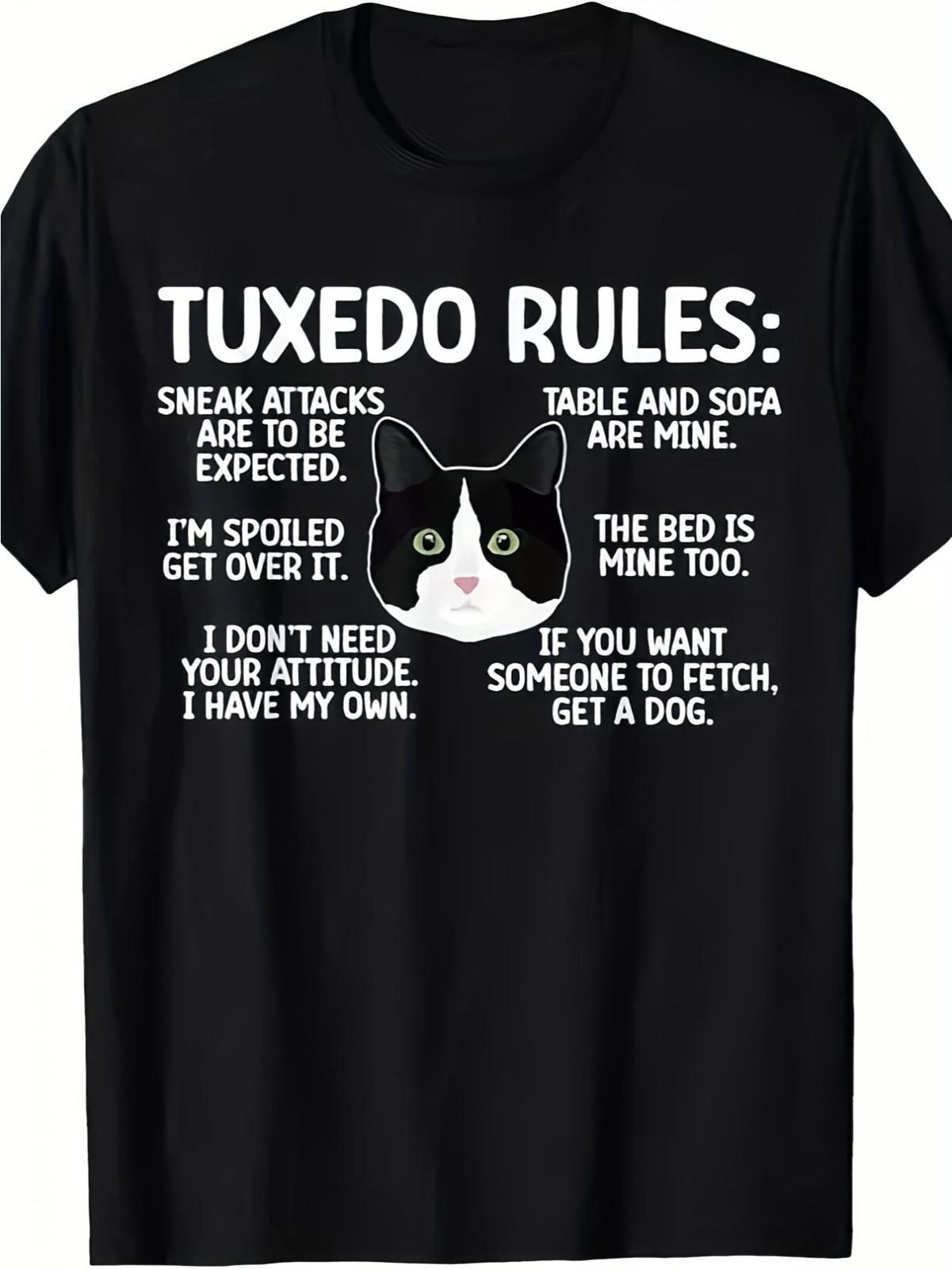 NEW Tuxedo Cat Rules Tuxedo Cat Lover Tuxedo Cat Owner Tee T-Shirt S-3XL Men s S разноцветный