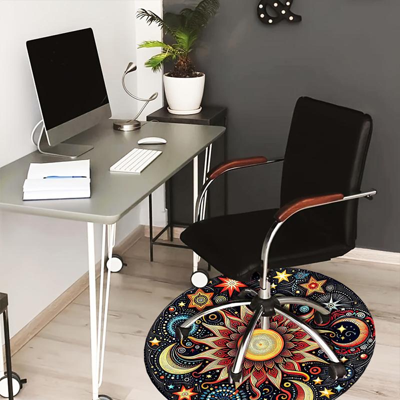 

1pc Cosmic Mandala Artwork Round carpet, Made of Polyester,Perfect for Decorating Office Chairs, Living Rooms,fplt043 80cm by 80cm
