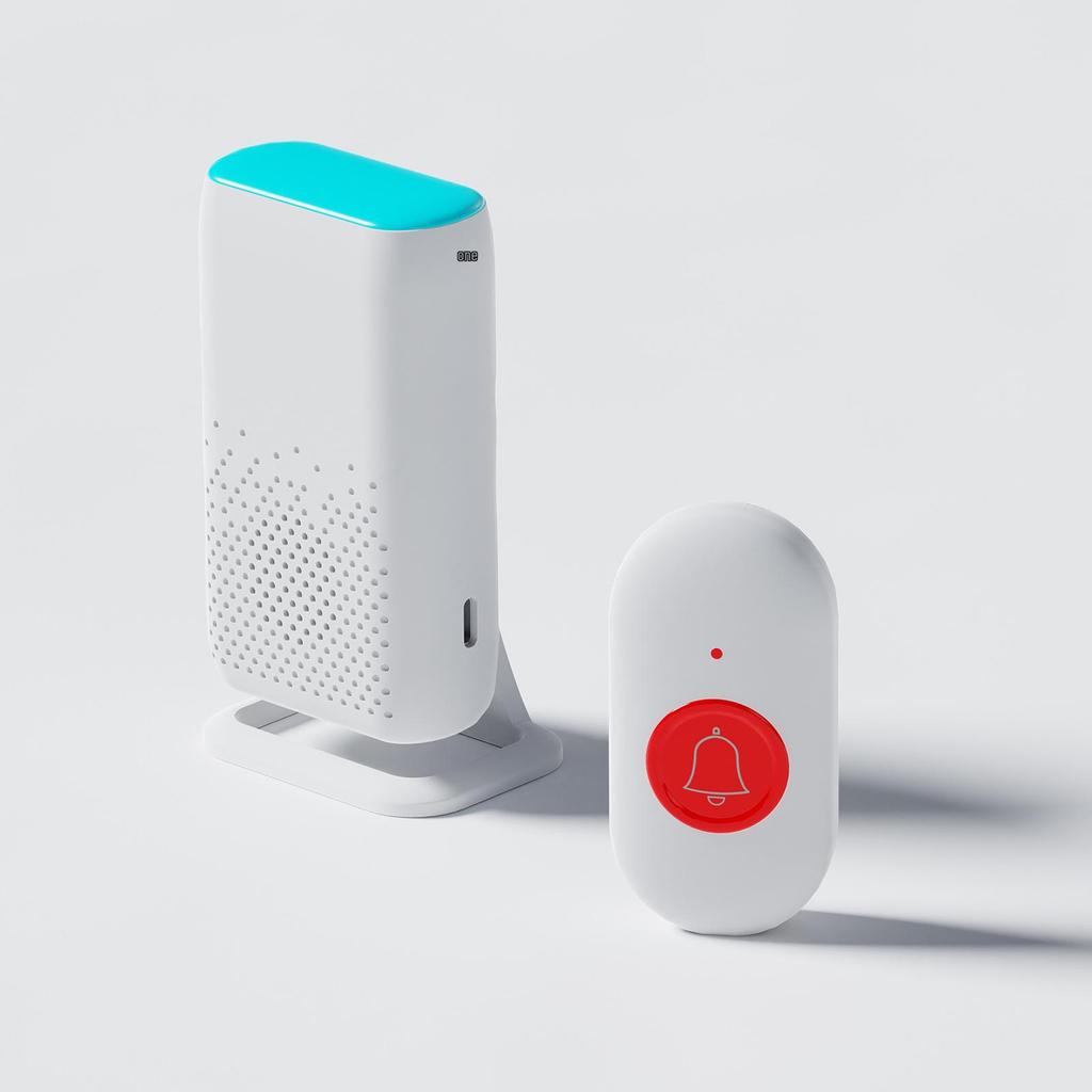 Wireless Emergency Call Button for Elderly - Home Doorbell with Flashing Light & Vibration Alert