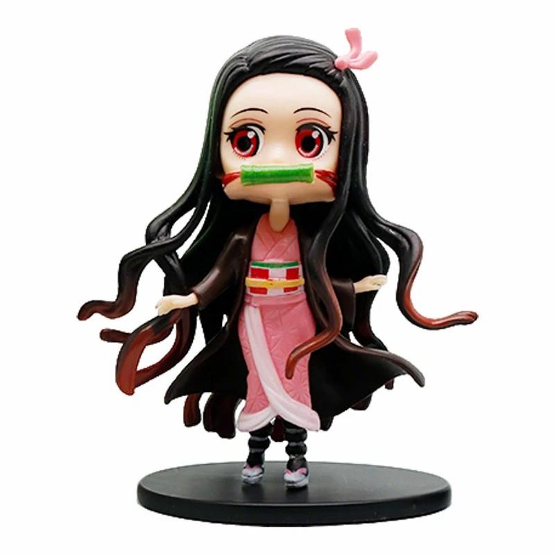8pcs/Sets Q Posket Figure  Demon Slayer Mini Figurine Kimetsu No Yaiba Small PVC Dolls Desktop Decoration