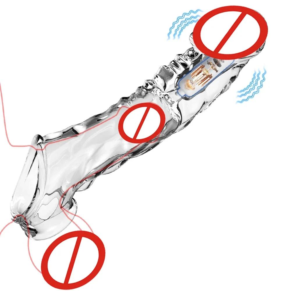 Penis Sleeve Extensions Men's Condoms Enlargement Delay Vibrators Crystal Penis Cock Ring Vibrating Penis Cover Sex Toys For Men