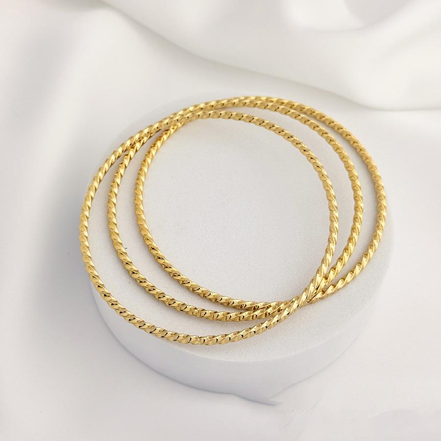18k Gold Plated Multi-Layer Stackable Stainless Steel Square Twisted Bracelet Set - Elegant, Non-Fading, Fashionable Charms.