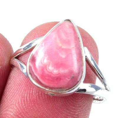 Natural Rhodochrosite Gemstone Handmade 925 Solid Sterling Silver Ring S.8 I9m41
