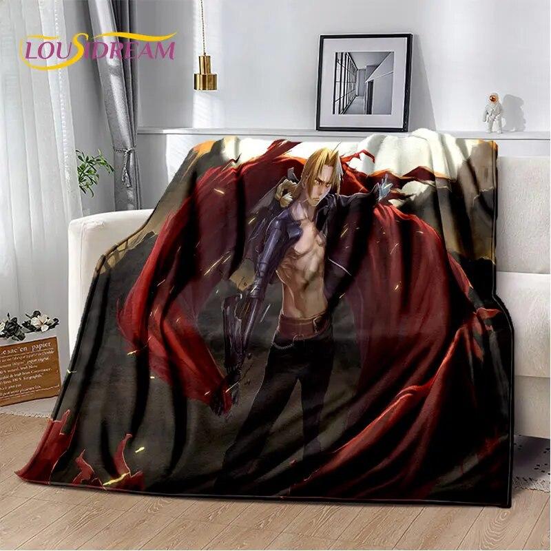 Fullmetal Alchemist Anime Cartoon Soft Plush Blanket,Flannel Blanket Throw Blanket for Living Room Bedroom Bed Sofa Picnic Cover