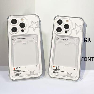Funda para teléfono 16PRO con ranura para tarjetas a prueba de caídas para ins Star Apple: Sostiene Tarjetas, Se Adapta a los Modelos 12, 14Pro, 15PROMAX