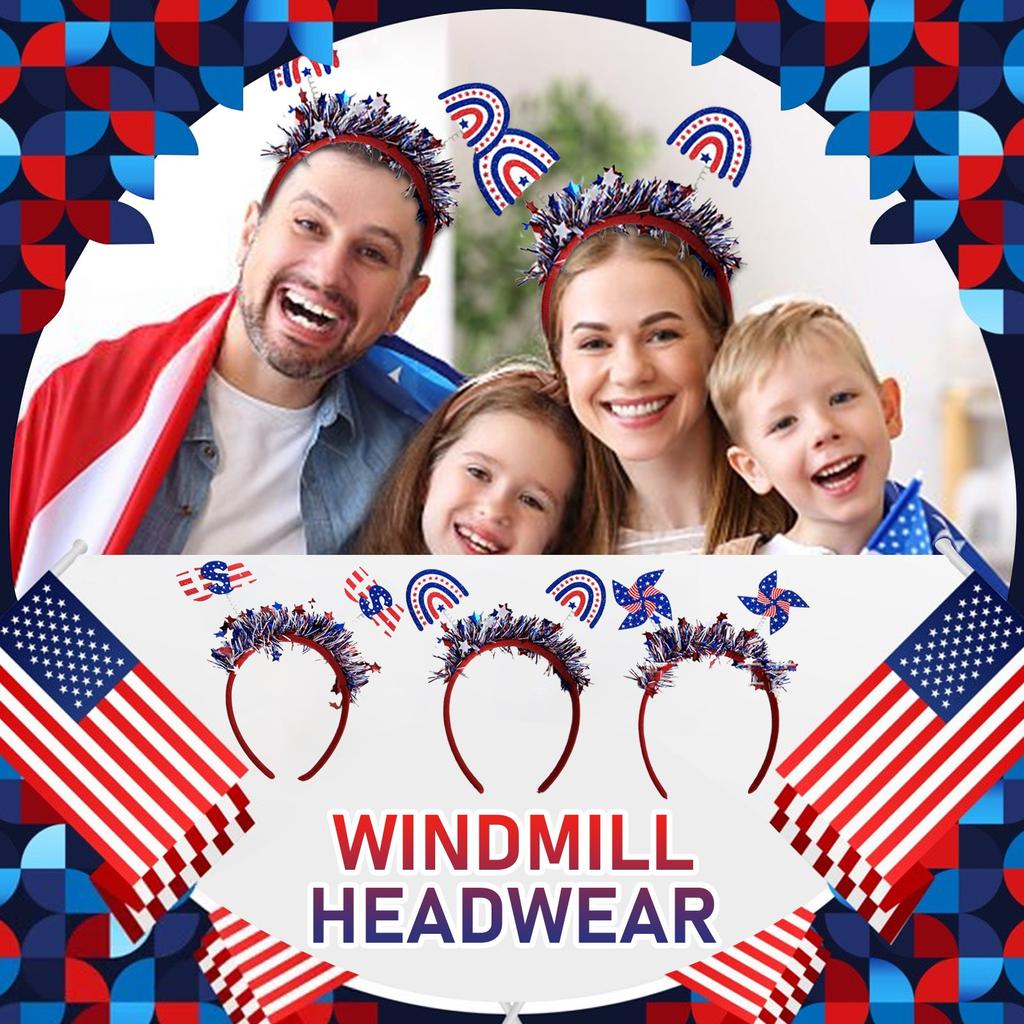 Accessoires pour cheveux Moulin à vent de la Fête de l'Indépendance Parfaits pour Célébrer les États-Unis d'Amérique Faveurs de Fête Thématiques