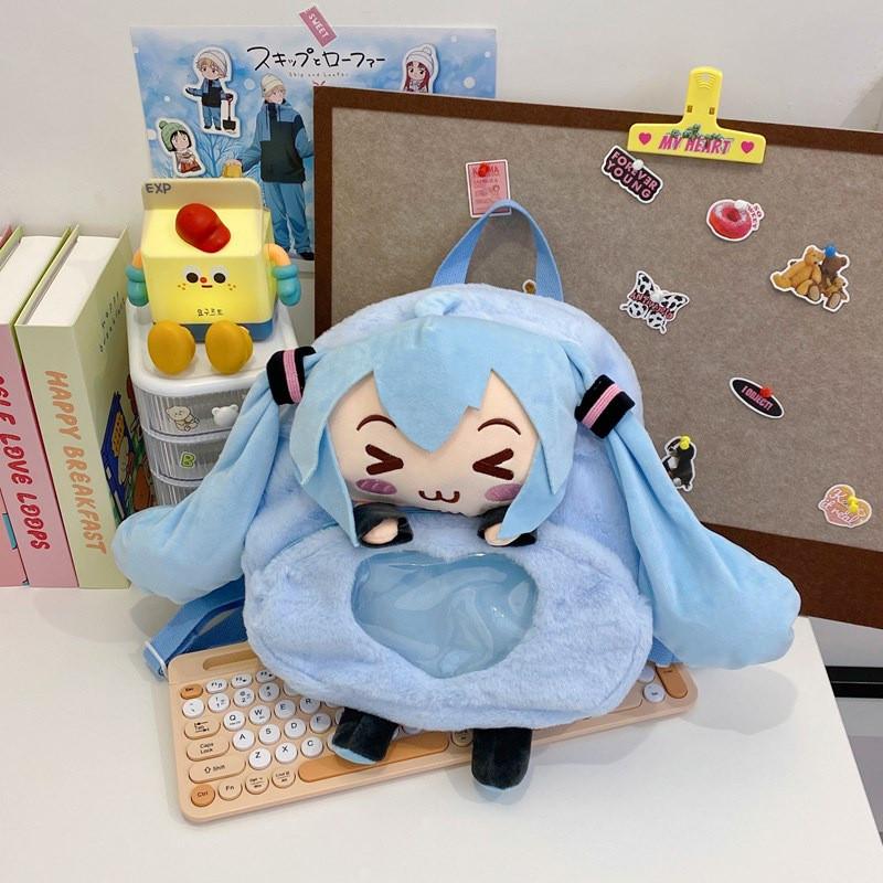 Hatsune Miku Plush Toy Backpack Cartoon Bag With Adjustable Shoulder Straps