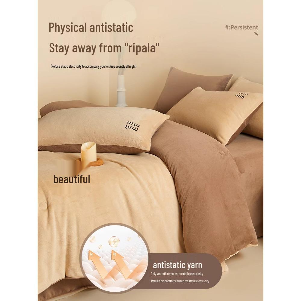 Milchsamt Verdickte Winterdecke: Warme Baumwollbettwäsche für den Wohnheimgebrauch