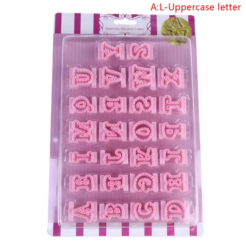 Diy Alphabet Cake Mold Letter Cookies Cutter Words Press Stamp Embossing Mould Plastic Letter Fondant Cake Biscuit Baking Mould