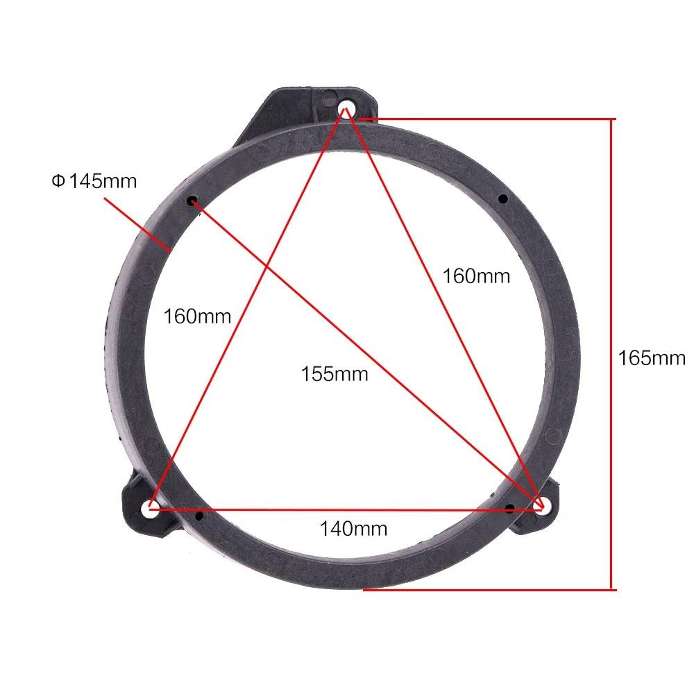 1 Pair Solid 6.5" Black Car Front Door Speaker Spacer for Subaru Forester
