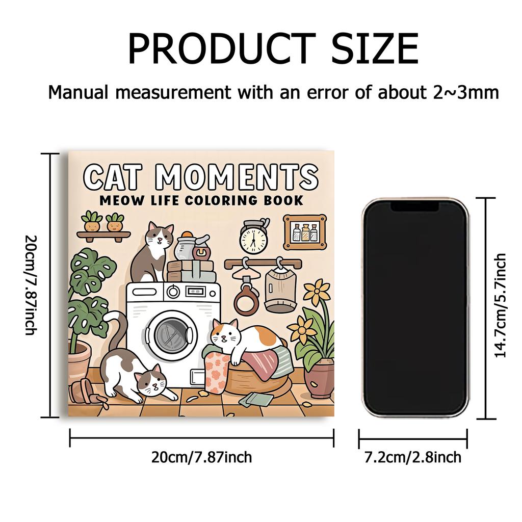 CAT MOMENTS Bold-easy Patterns Coloring Book for Adults Cute Drawing Book Perfect Gift for Party and Birthday
