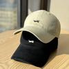 Korean-style versatile cartoon cat embroidered baseball cap for women, suitable for large head sizes, makes the face look smaller, soft-top duckbill
