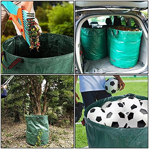 [Grün] Große Kapazität 272L (3 Pack) Garten Eimer/Unkraut Sammelsack, Großer Gartensack, Freistehend, Faltbar, Wiederverwendbar, Wasserdicht Gras Sammel