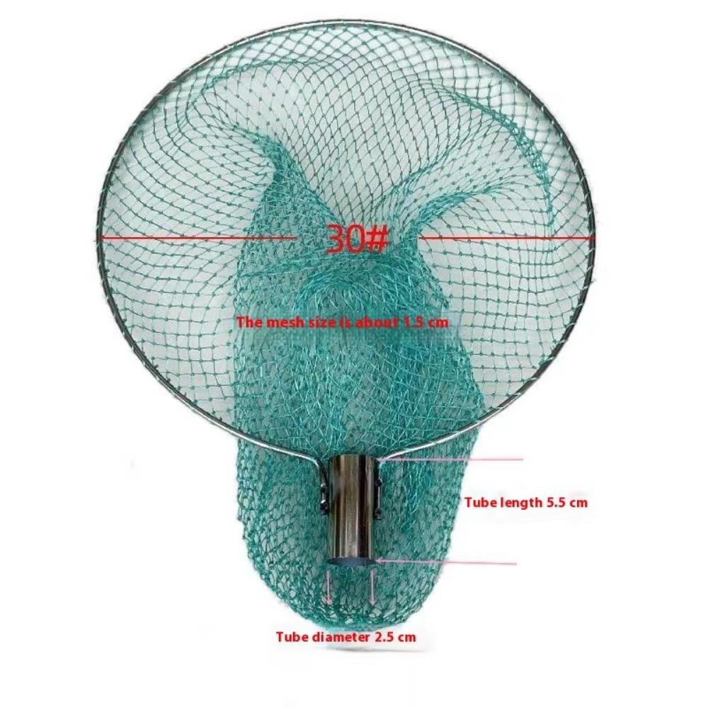 Stainless Steel Fishing Landing Net Nylon Mesh Fly Fishing Dip Net  For Freshwater Saltwater