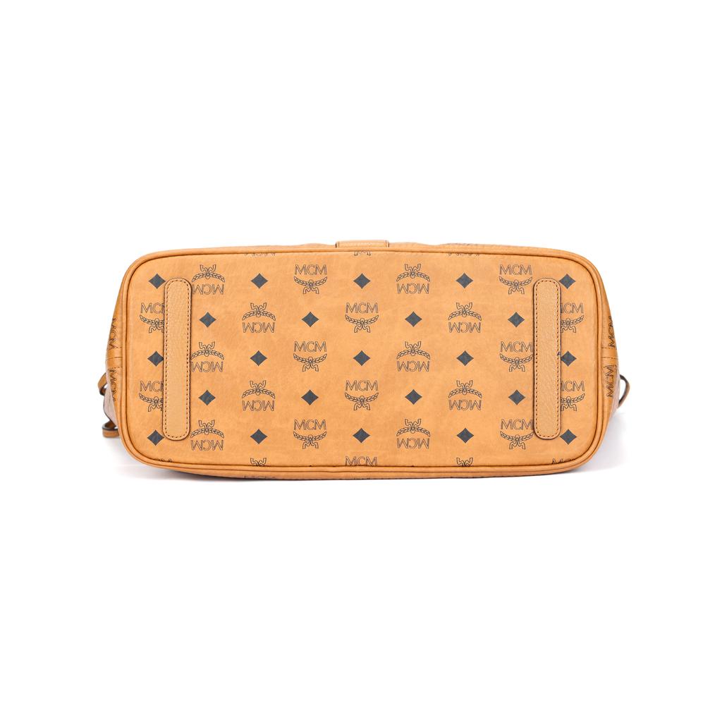 MCM Liz classic monogram double-sided tote bag and shoulder bag, combination of canvas and leather, women's style in brown and cocoa combination