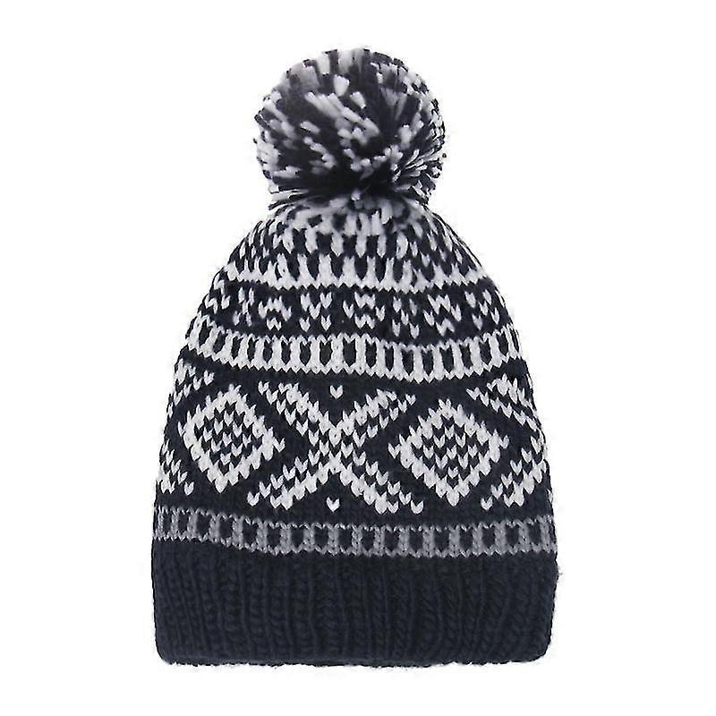 Pom Pom Beanie, Black And Gray Water Resistant Beanie