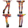 Seamless Colorful Stripes Stockings Elastic Gradient Color Tights Rainbow Pantyhose  Girl