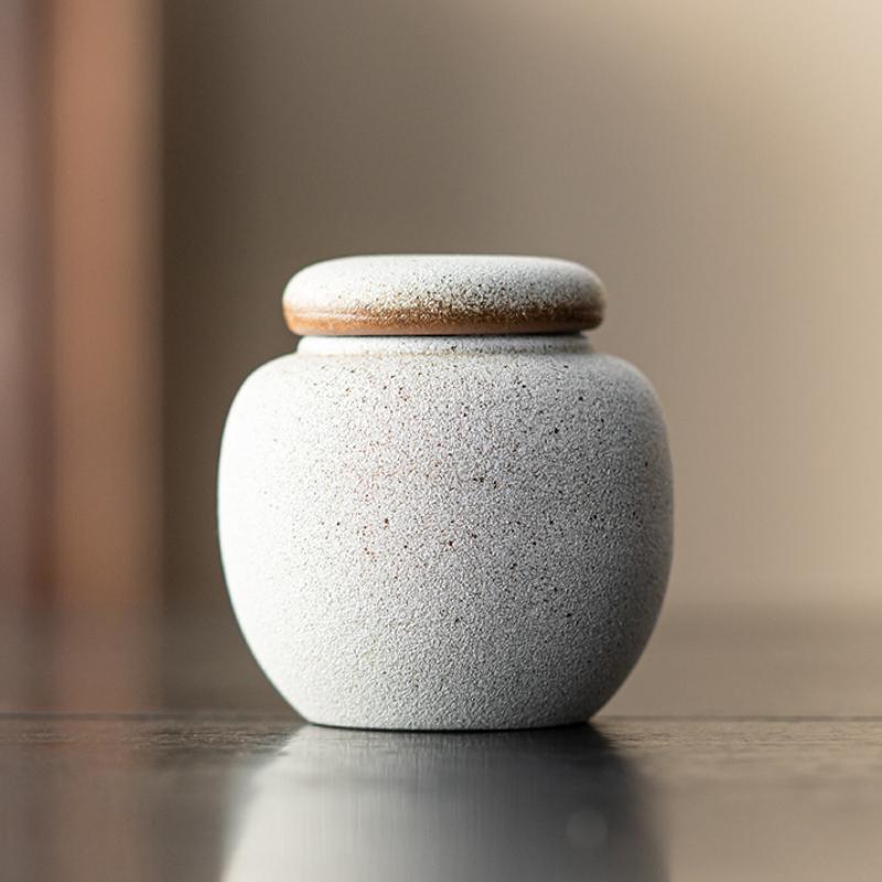 Ceramics Tea Caddies Oolong Sugar Container Travel Tea Bag Sealed Jar Coffee Powder Canister Black White Household Storage Tank