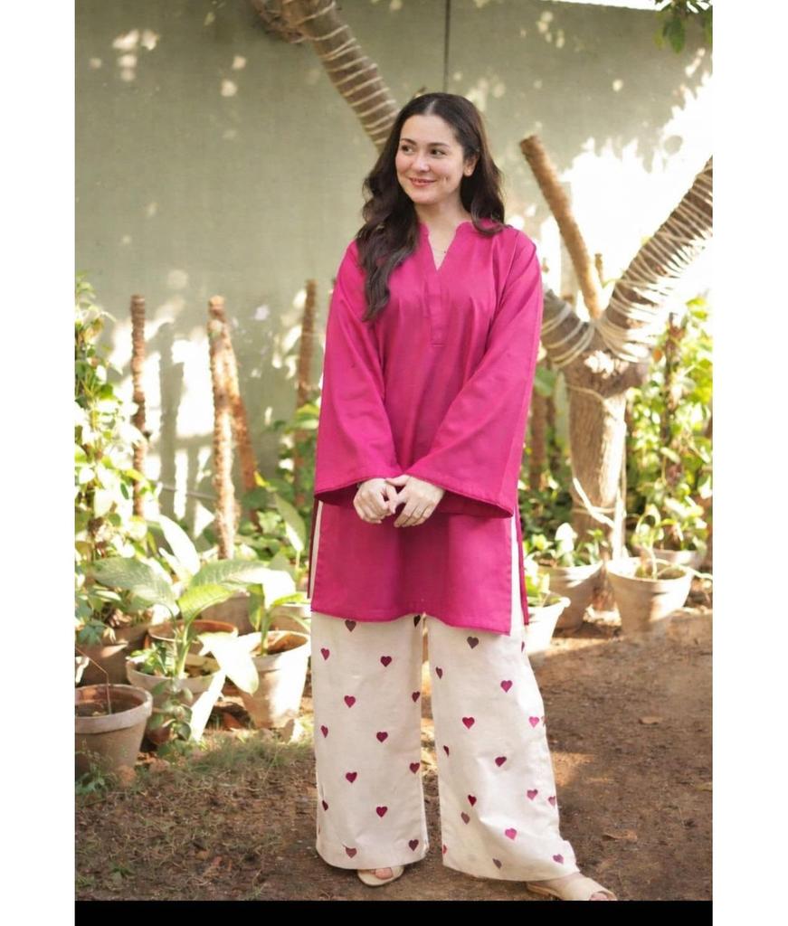 Women's Cotton Kurta Pant Set Elegant Stylish Mandarin Collar 3/4 Sleeves Cord Set