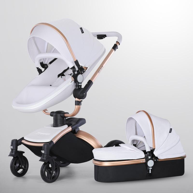 360° Rotating Baby Stroller: High View, Reclines, Foldable, Shock-Absorbing Eggshell Design